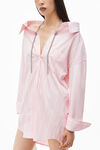 alexander wang 棉质府绸水晶纽扣衬衫 light pink/white