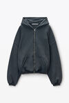 Alexander Wang washed black schwarze kapuzenjacke aus baumwolle mit logo