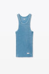 Alexander Wang washed blue débardeur à dos nageur en coton côtelé