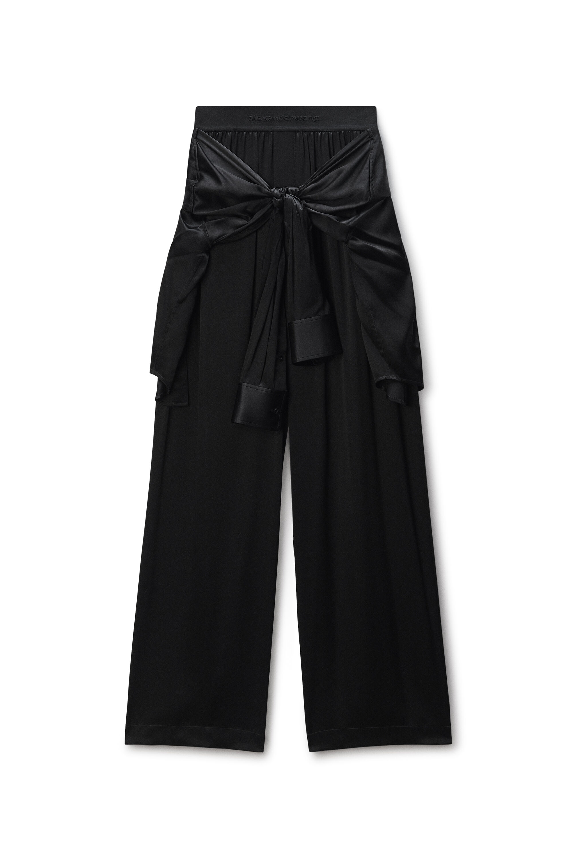 Black Silk Charmeuse Pre-Styled Boxer Pant in BLACK