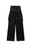 Alexander Wang black 黑色真丝绉缎假两件宽松休闲裤