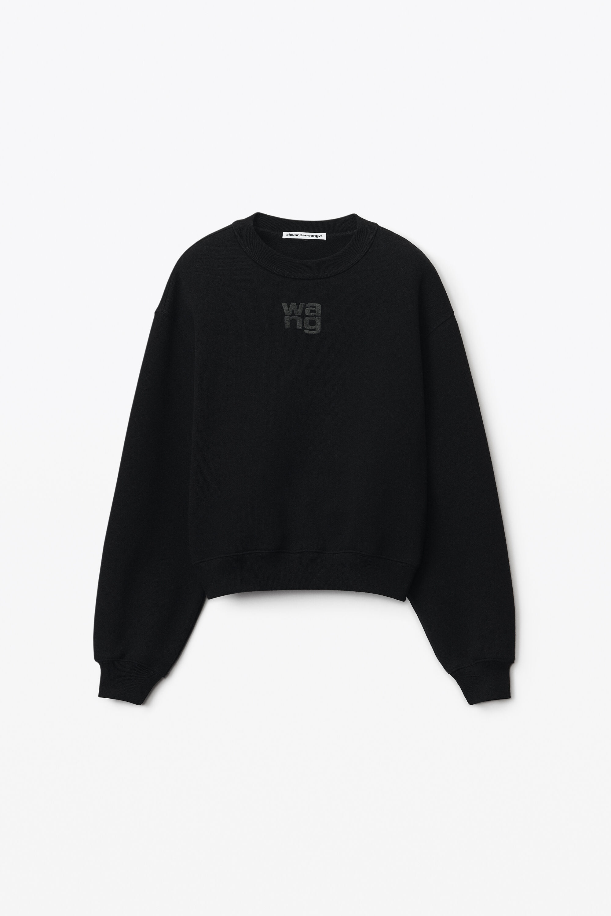 PUFF LOGO SWEATSHIRT IN STRUCTURED TERRY in BLACK li class product details accordion list item relaxed fit alexanderwang