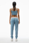 Alexander Wang washed blue pantaloni da jogging in cotone elasticizzato a nido d'ape