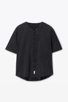 Alexander Wang washed black oversize-baseballhemd aus baumwolljersey