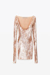 alexander wang scoop neck mini dress in sequin nylon flax