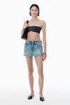 Alexander Wang vintage bleach blue regen indigo denim skort with chain belt