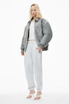 alexander wang puff logo sweatpant in structured terry    light heather grey