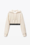 alexander wang long-sleeve hoodie in stretch corduroy vintage white