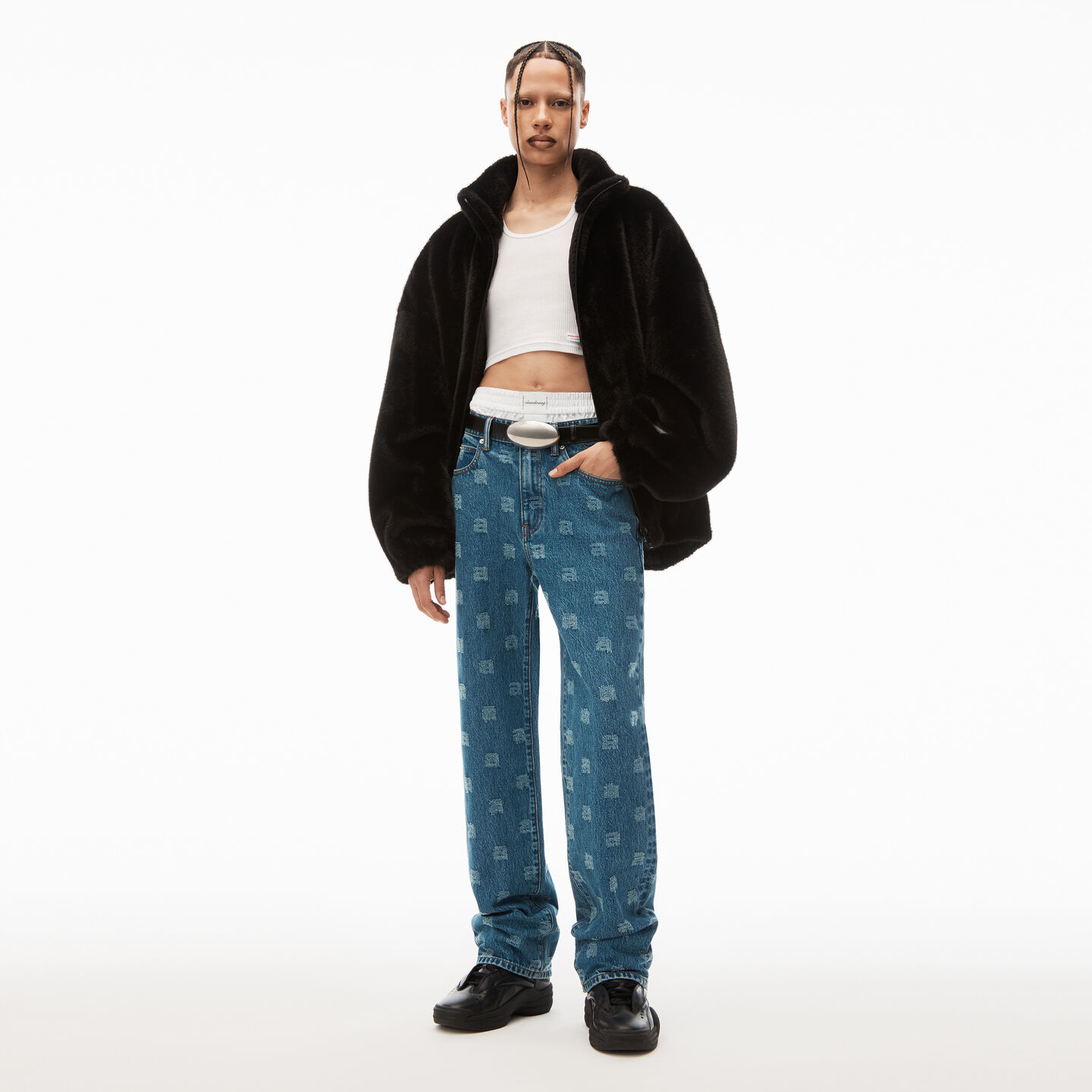 Shop Alexander Wang Ez Mid-rise Straight-leg Jean In Denim In Deep Blue