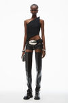 Alexander Wang black asymmetric one-shoulder top in wool