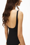 alexander wang diamante logo charm swimsuit in jersey black