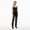 alexander wang logo elastic dress in ribbed jersey black