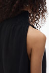 Alexander Wang black robe dos nu froncée à col roulé