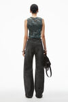 Alexander Wang black/clear crystal hotfix cloud-print tank in organza jersey