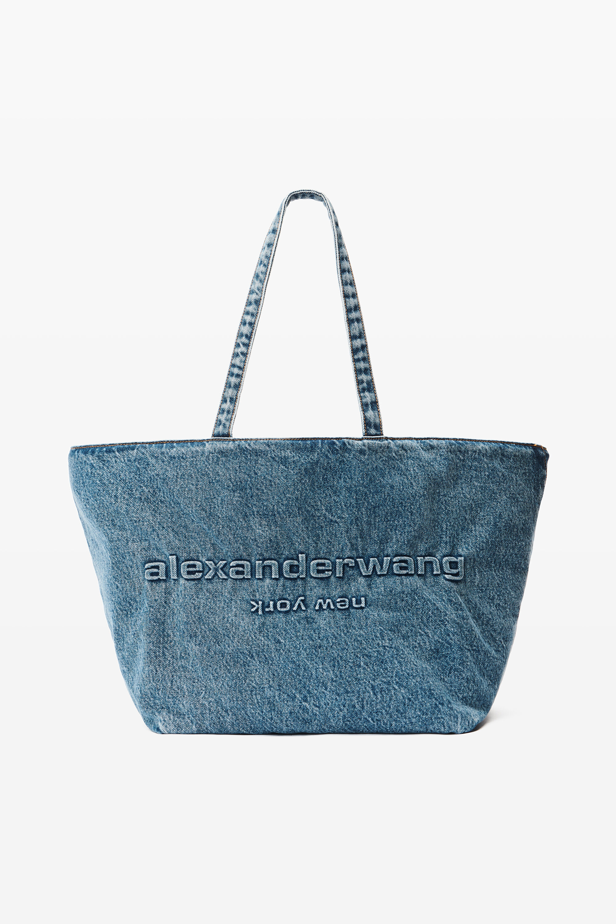 Shop Alexander Wang Small Punch Logo Denim Tote Bag | Saks