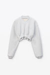 alexander wang v-neck cropped pullover in classic terry light heather grey