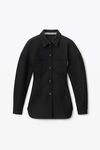 alexander wang cinch waist drop shoulder shirt in wool black