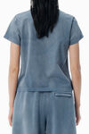 Alexander Wang washed blue ink blue shrunken cotton tee with logo