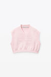 Alexander Wang ballerina pink logo embossed cropped vest in soft chenille