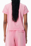 Alexander Wang washed lotus pink shrunken cotton tee with logo