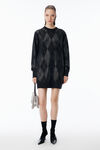 Alexander Wang graphite crystal hotfix argyle wool-blend dress