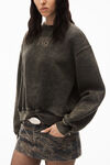 alexander wang puff logo sweatshirt in glitter terry army green