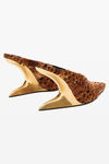 Alexander Wang brown multi brown pheasant feather boomerang wedge heel