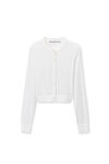 Alexander Wang soft white cropped cardigan in clear bead hotfix