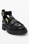 alexander wang carter 牛犊纹皮革踝部饰带靴 black