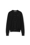 Alexander Wang black cardigan aus superfeiner merinowolle mit geprägtem logo