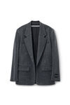 Alexander Wang charcoal クリアビーズ ホットフィックス ウールツイル オーバーサイズ ボクシーブレザー