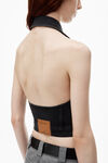 Alexander Wang grey aged halter top in comfort stretch denim