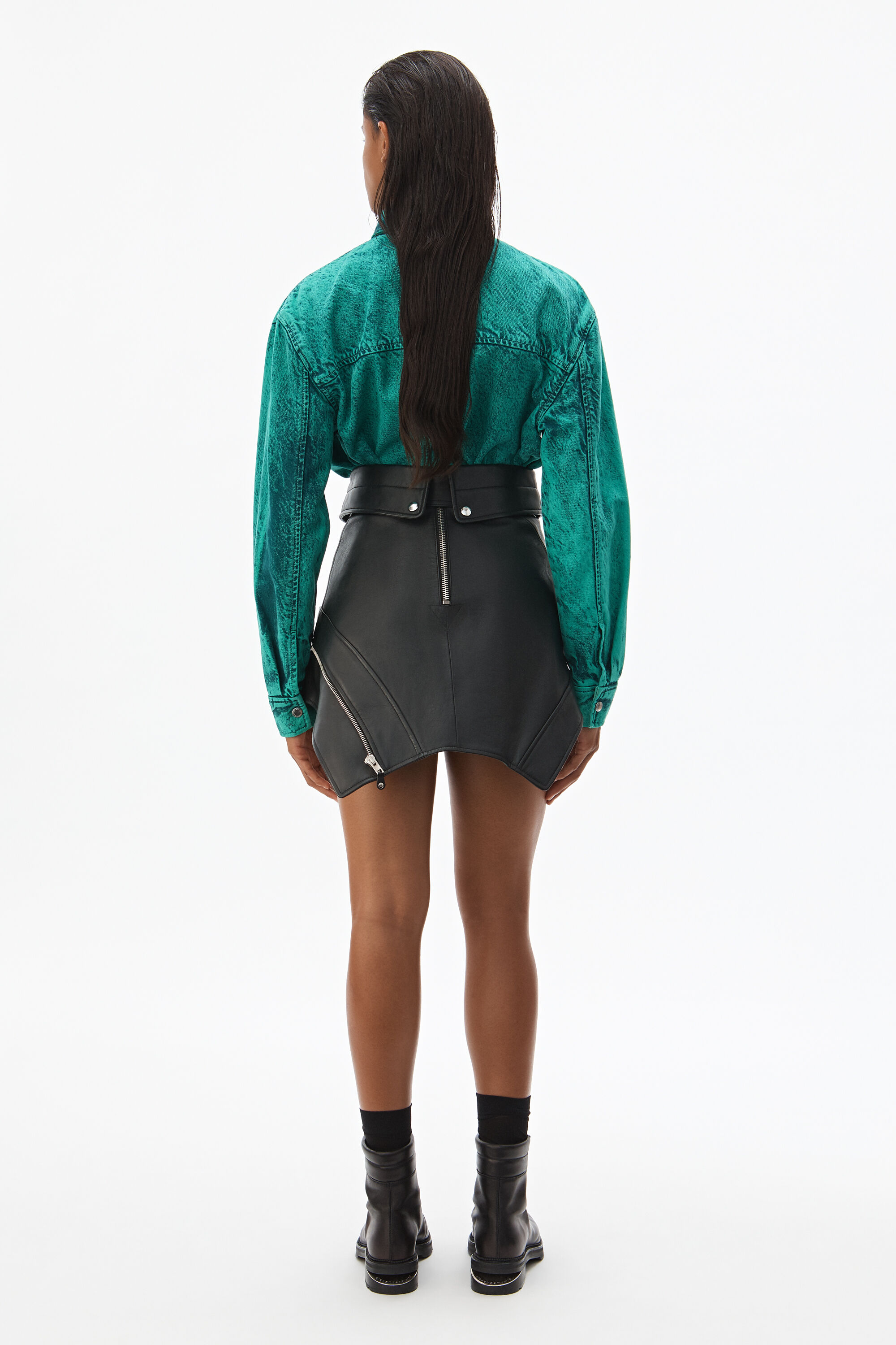 alexander wang deconstructed moto skirt