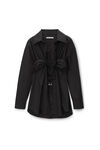 alexander wang ruched bandeau shirt in compact cotton black