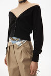 FITTED CROPPED CARDIGAN WITH SHEER YOKE