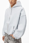 Alexander Wang light heather grey oversized logo embroidered hoodie in cotton