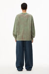 alexander wang plaster dyed long sleeve in compact jersey kelly green combo