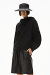 alexander wang puff logo hoodie in structured terry black
