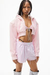 alexander wang frayed boxer in stripe oxford light pink/white