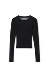 alexander wang long sleeve top in gauzy mesh black
