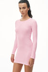 alexander wang 罗纹棉长袖圆领连衣裙 light pink