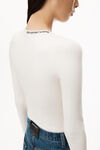 alexander wang logo jacquard top in stretch knit soft white