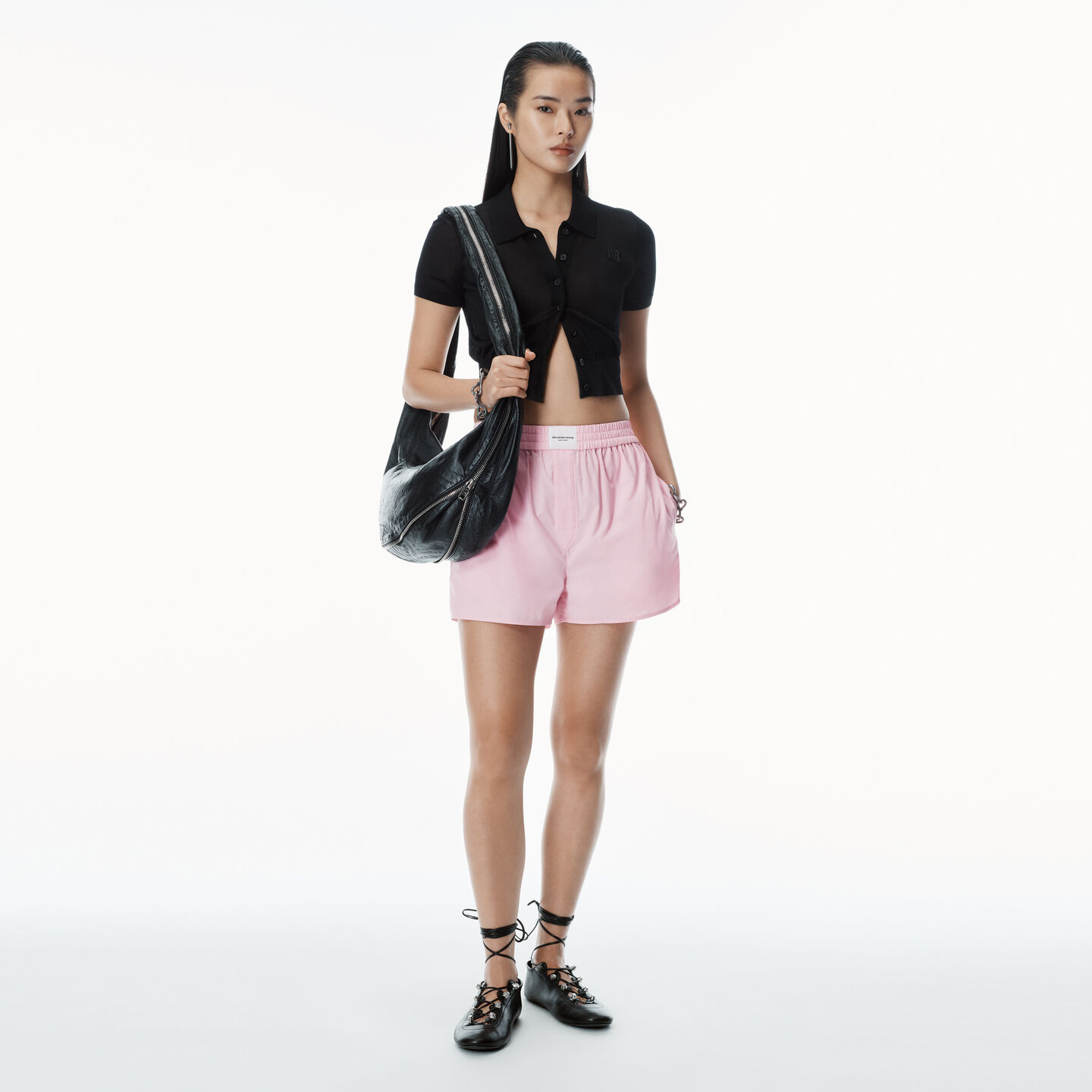 Shop Alexander Wang Classic Boxer Short In Cotton In Light Pink