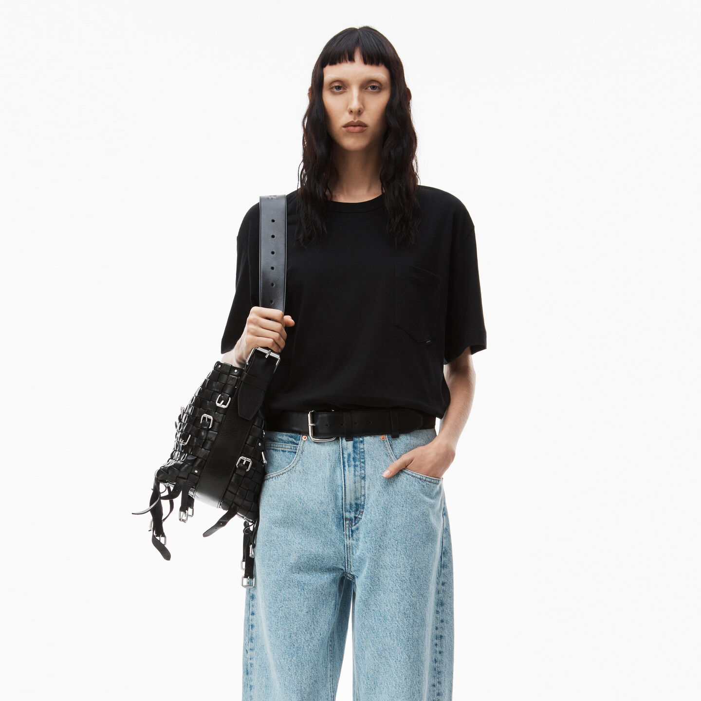 Alexander Wang Pocket Tee In High Twist Jersey In Black