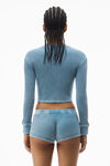 Alexander Wang washed blue cardigan in waffle-knit cotton stretch