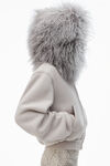 Alexander Wang washed oyster white kapuzenpullover mit mongolischer kapuze