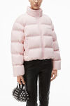 alexander wang cropped puffer coat with reflective logo light pink