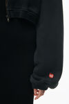Alexander Wang washed jet black 经典毛圈布短款拉链连帽衫
