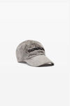 Alexander Wang weathered grey 3d logo-embroidered flocked denim cap