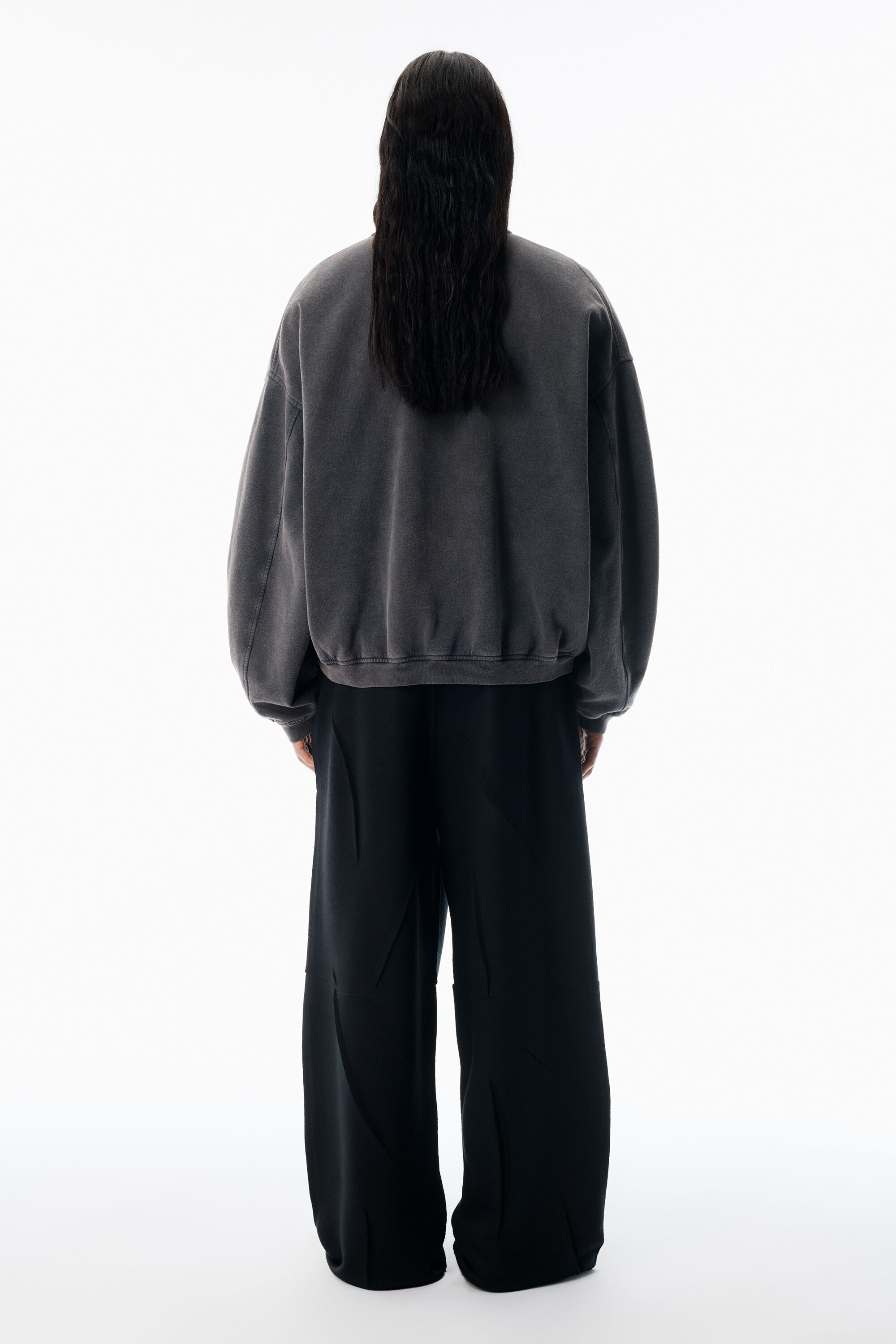 Grey Half-Zip Sweatshirt in WASHED ASPHALT | alexanderwang®